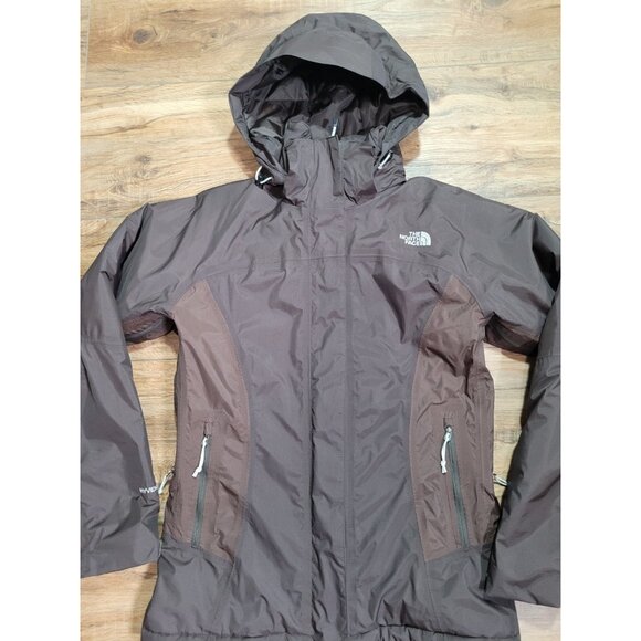 The North Face Jacket Womens S Hyvent Hooded Full Zip Brown Wind Rain Snow Warm - Picture 3 of 10